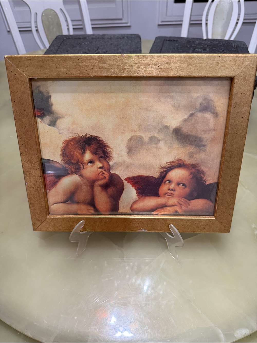Framed Raphael Cherubs Print Sistine Madonna Renaissance Wall Art Gold Frame